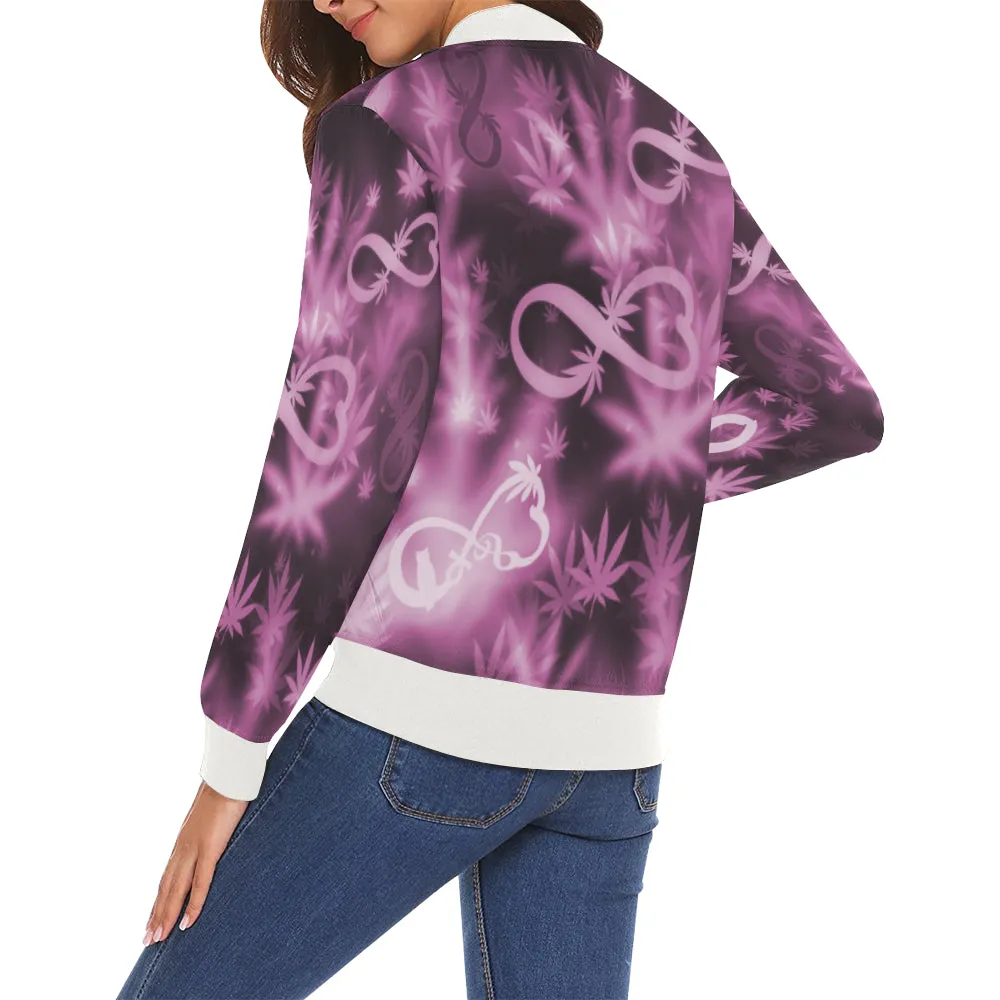 INFINITY PURPLE COSMOS All Over Print Bomber Jacket for Women