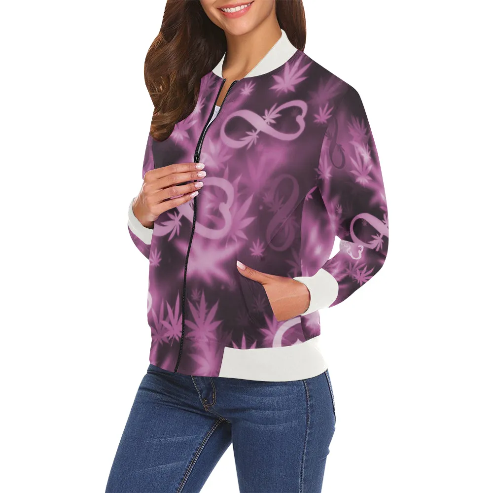 INFINITY PURPLE COSMOS All Over Print Bomber Jacket for Women