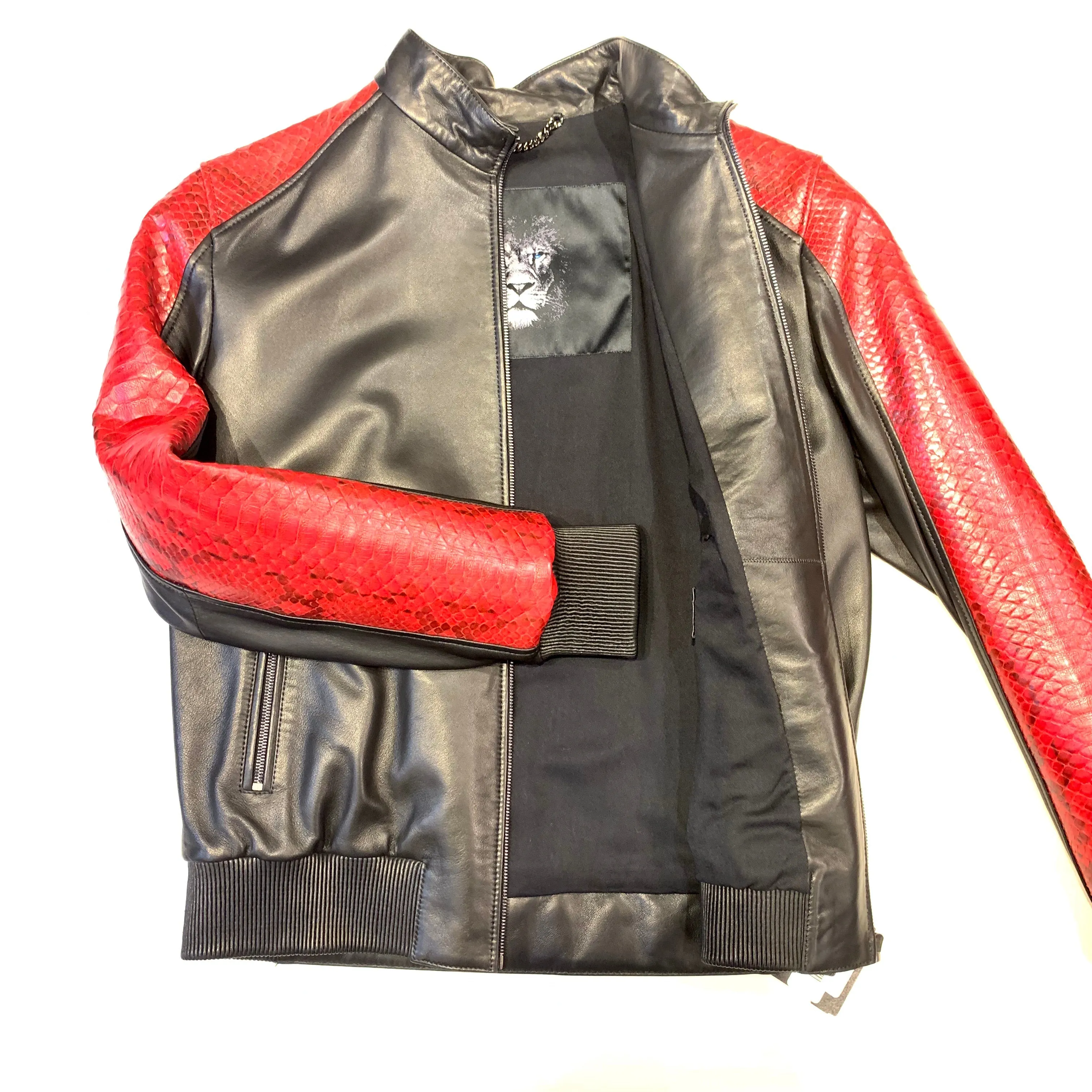 Kashani Black Red Python MA-1 Bomber Jacket