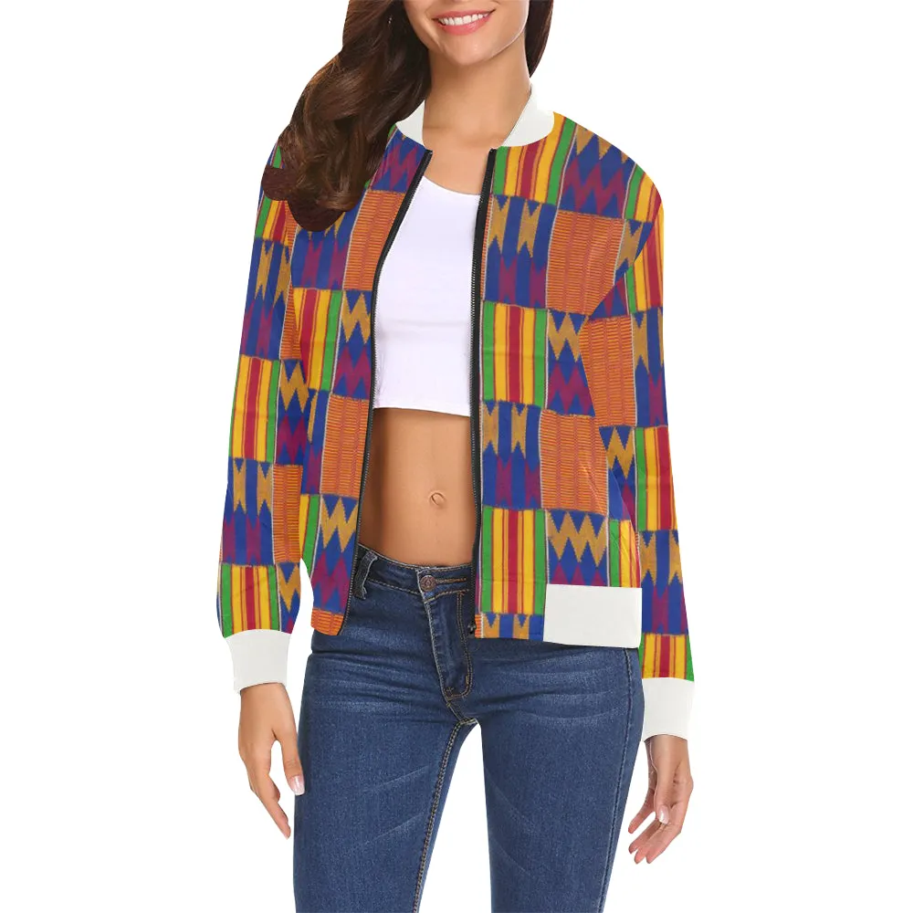 KENTE STYLE All Over Print Bomber Jacket for Women (Model H19)