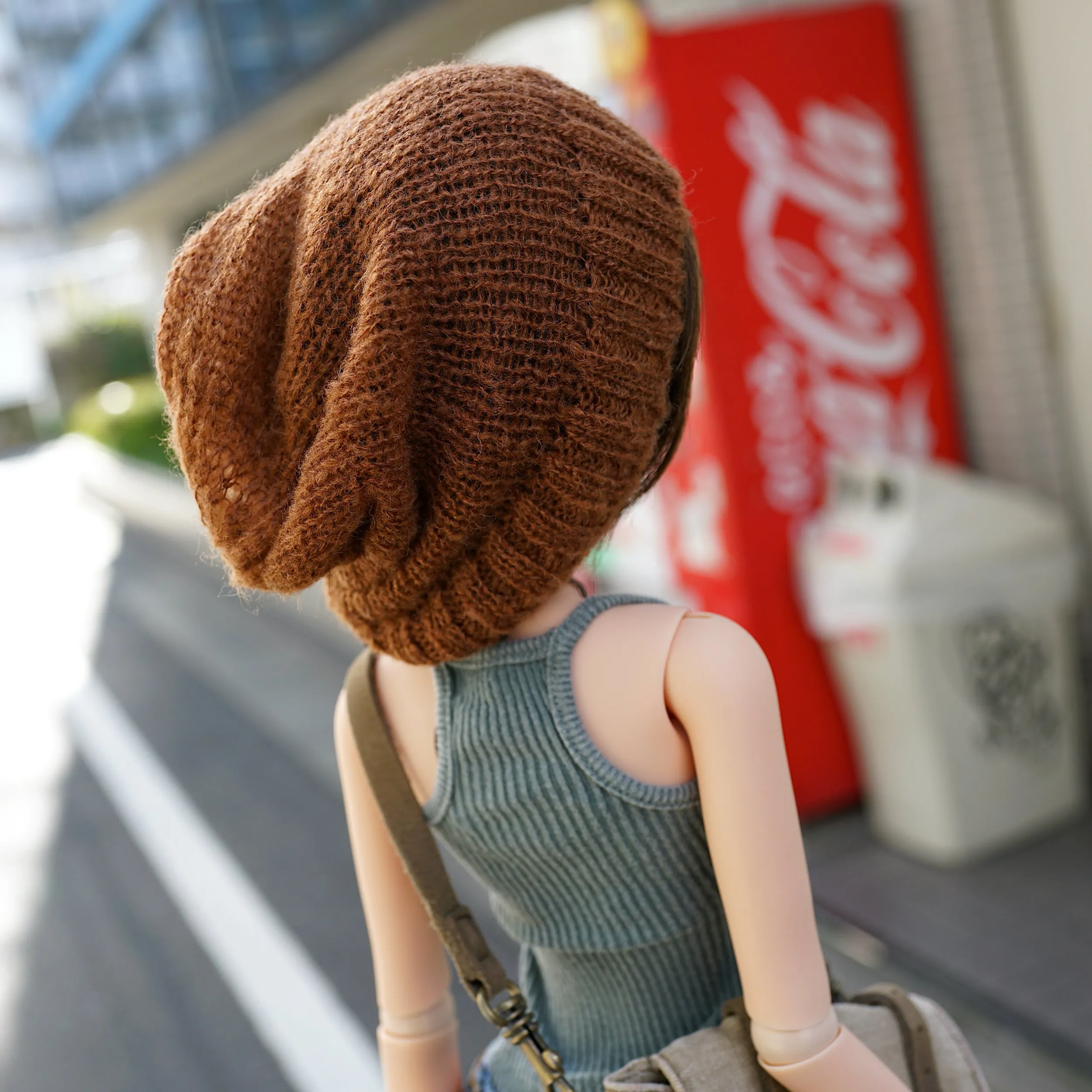 Knit Slouch Beanie Brown