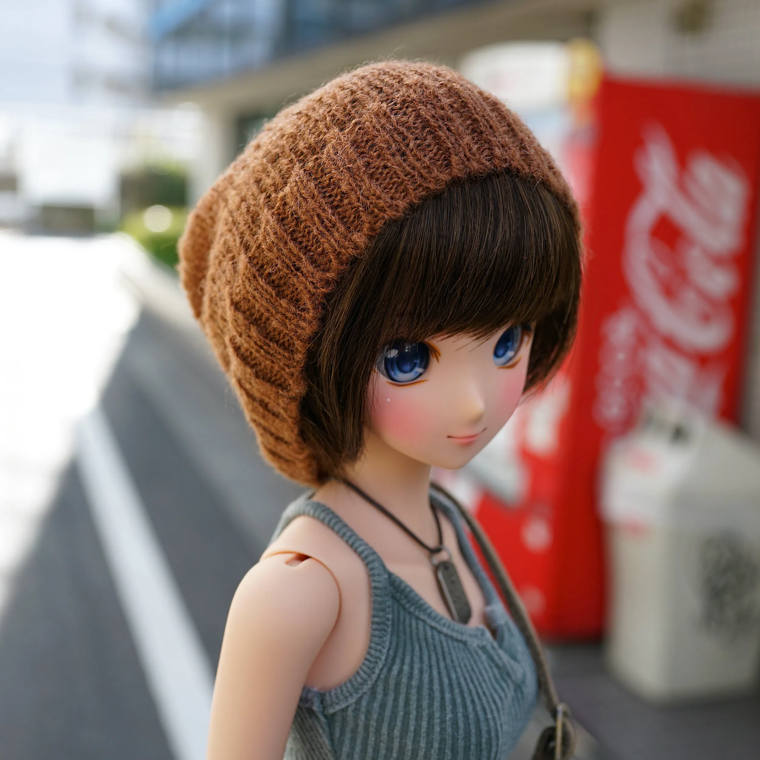 Knit Slouch Beanie Brown