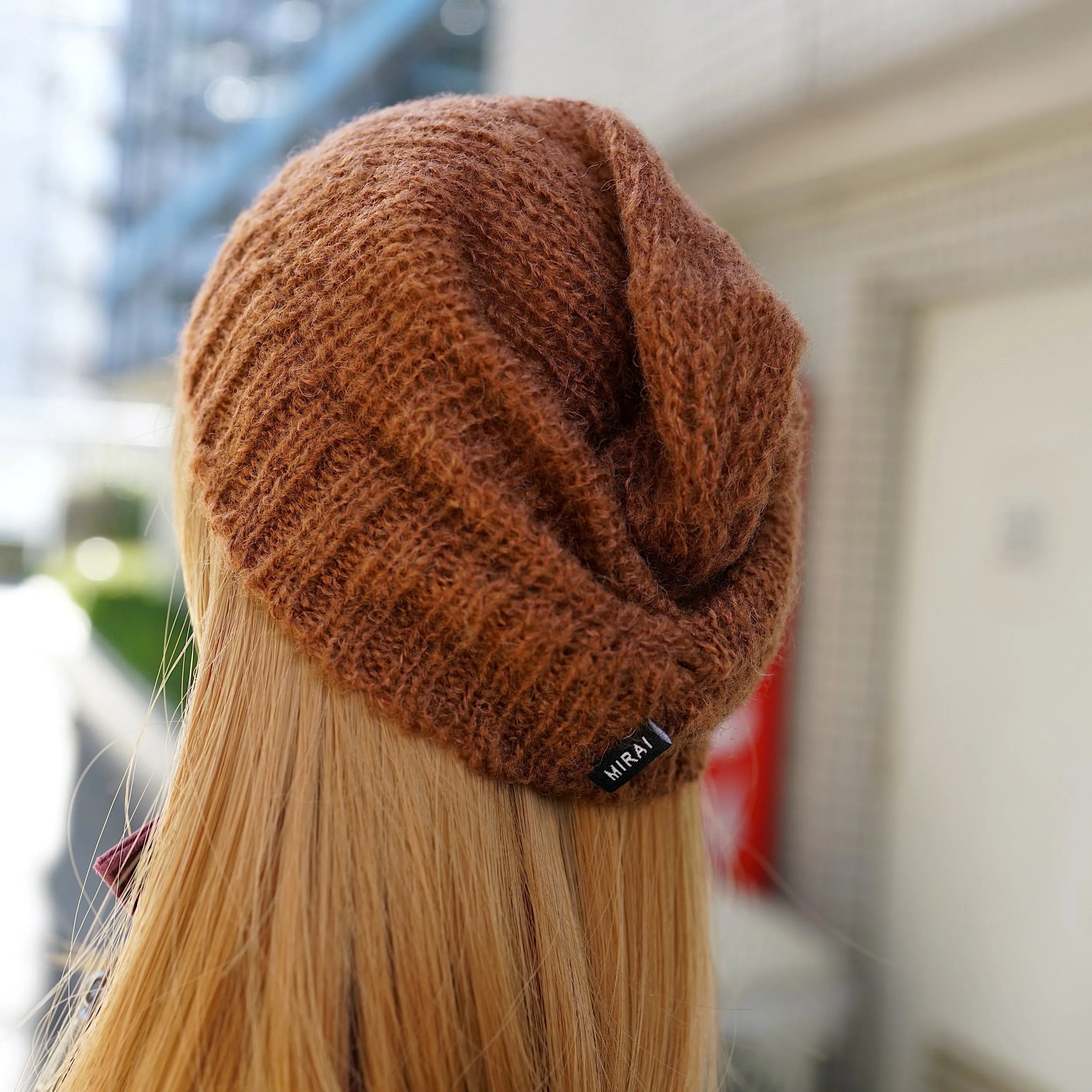 Knit Slouch Beanie Brown