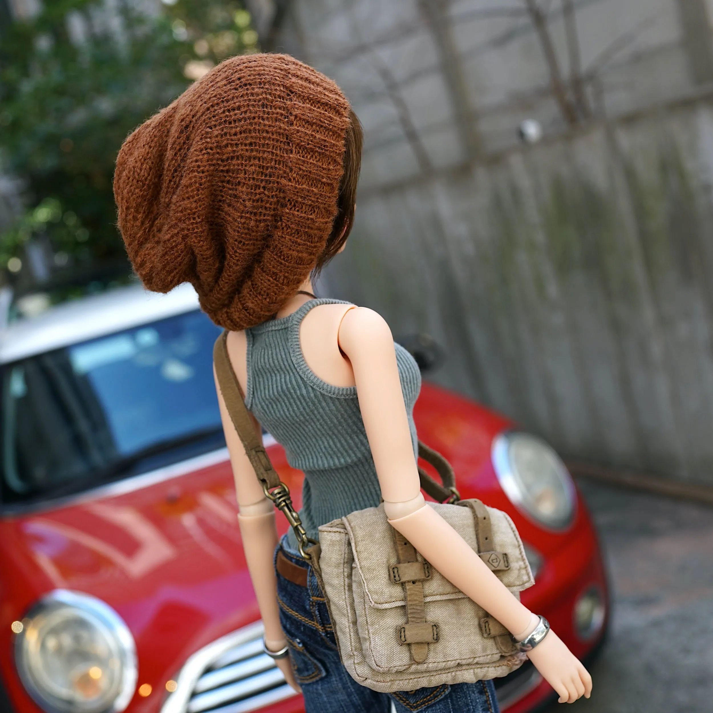 Knit Slouch Beanie Brown