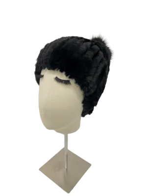 KNITTED LAPIN BEANIE BLACK