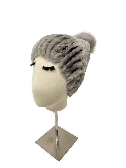 KNITTED LAPIN BEANIE GREY