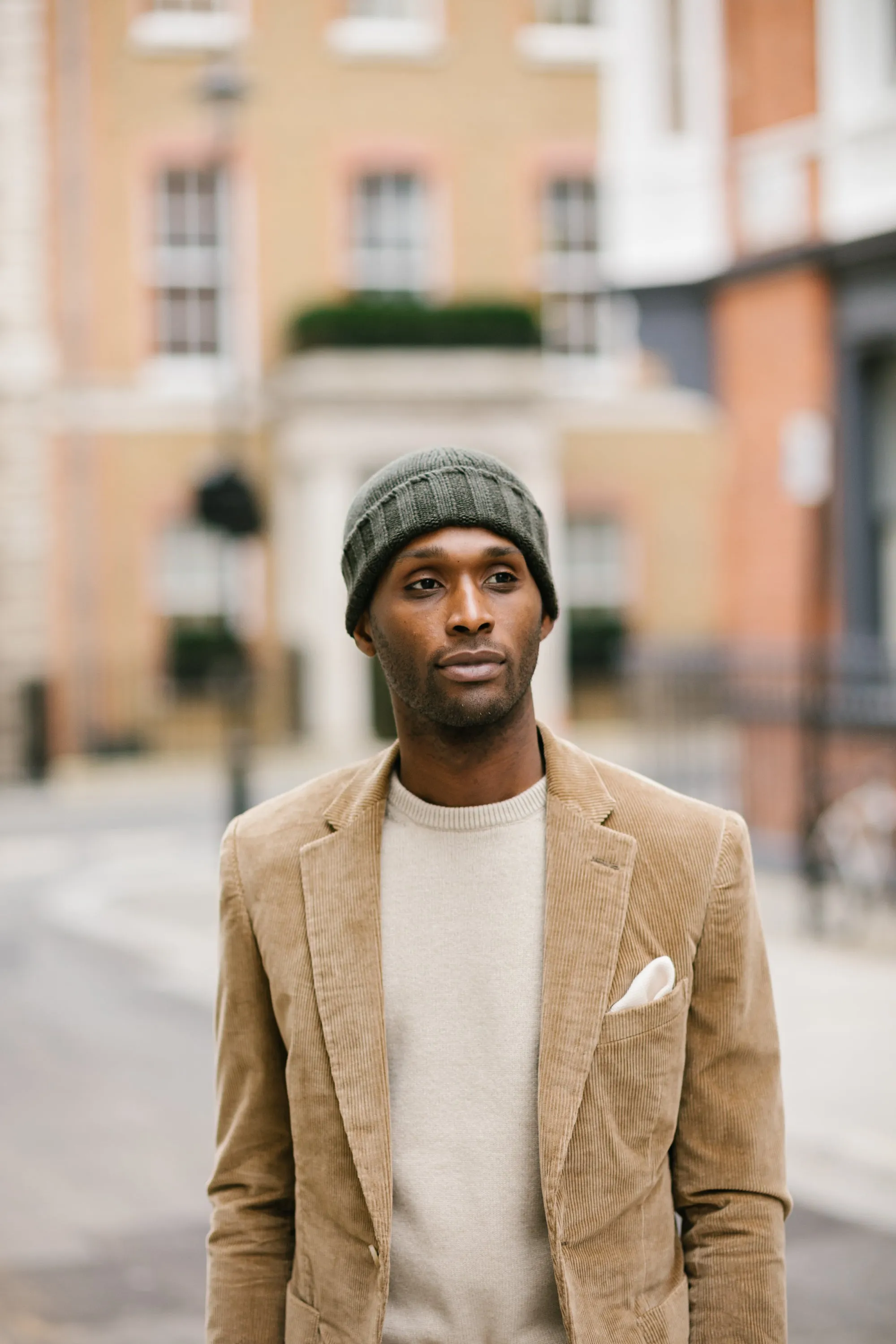 Knitted Pure Cashmere Beanie in Sage Green