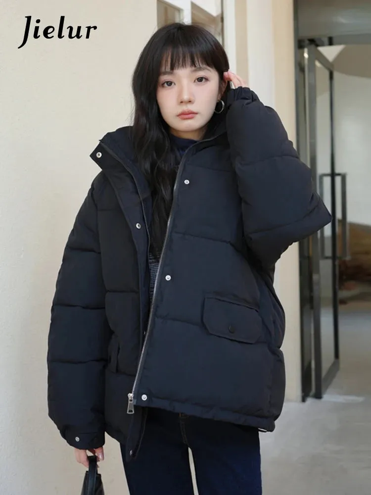 Korean Style Winter Jacket Women New Loose Short Pink Black Parkas Female Harajuku Bread Jacket Cotton Padded Coat Woman