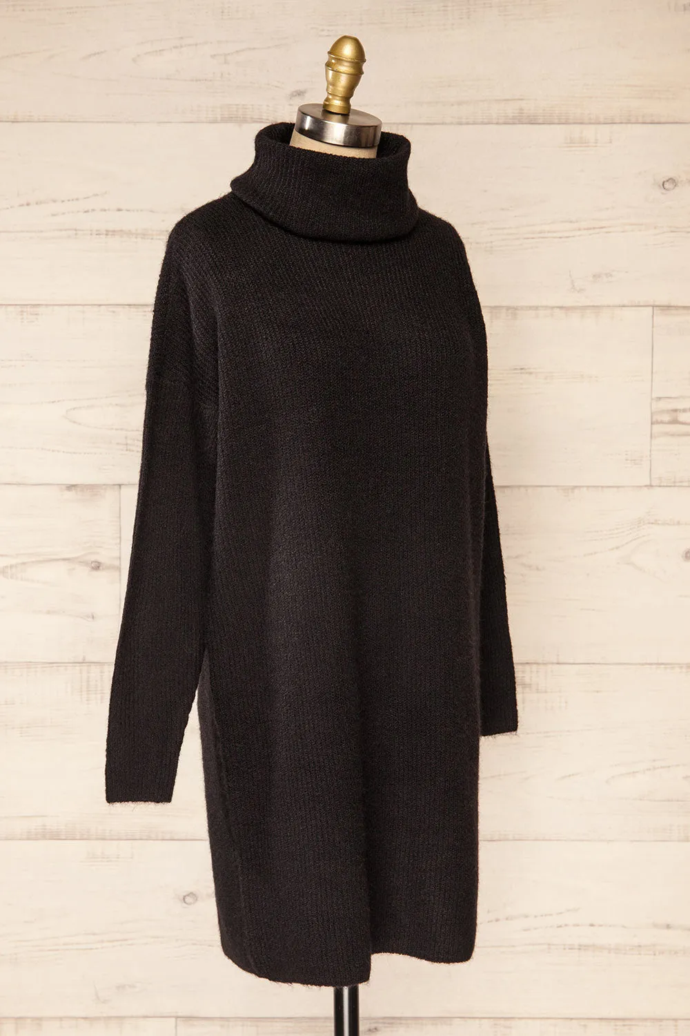 Koror Black | Knit Turtleneck Sweater Dress