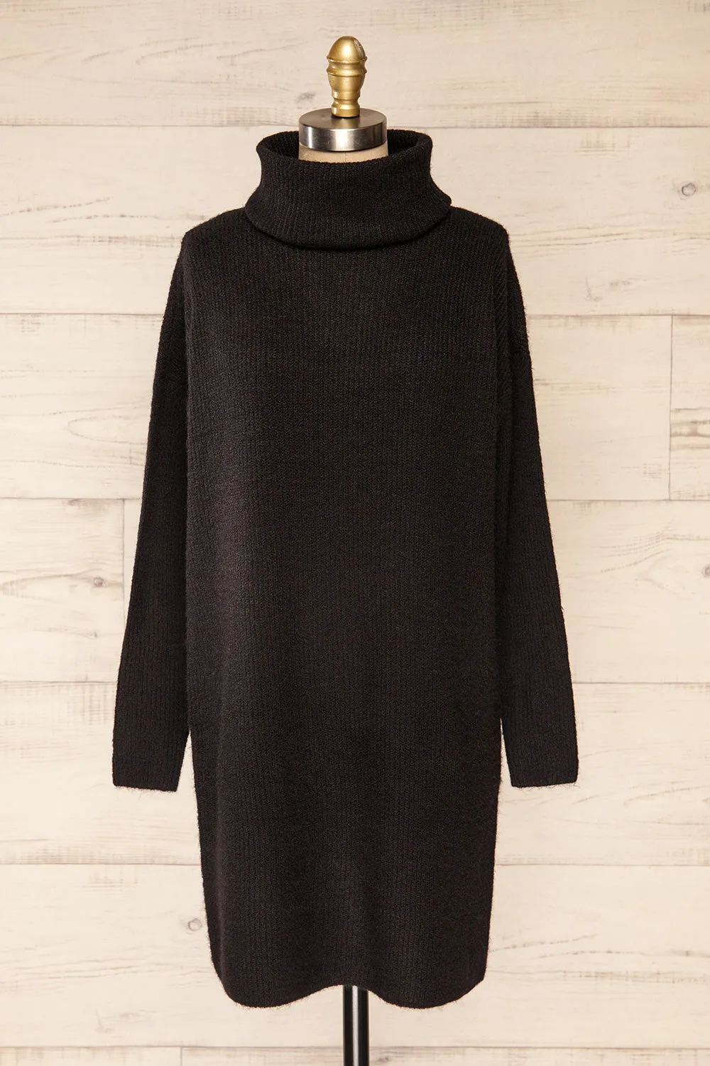 Koror Black | Knit Turtleneck Sweater Dress