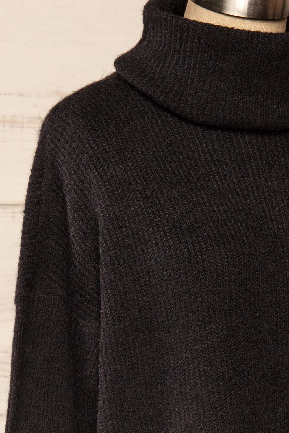 Koror Black | Knit Turtleneck Sweater Dress