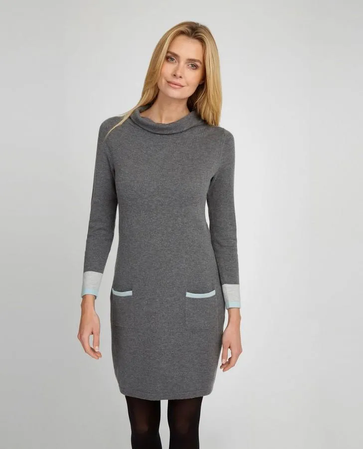 Lead Contrast Trim Knit Tunic Dress