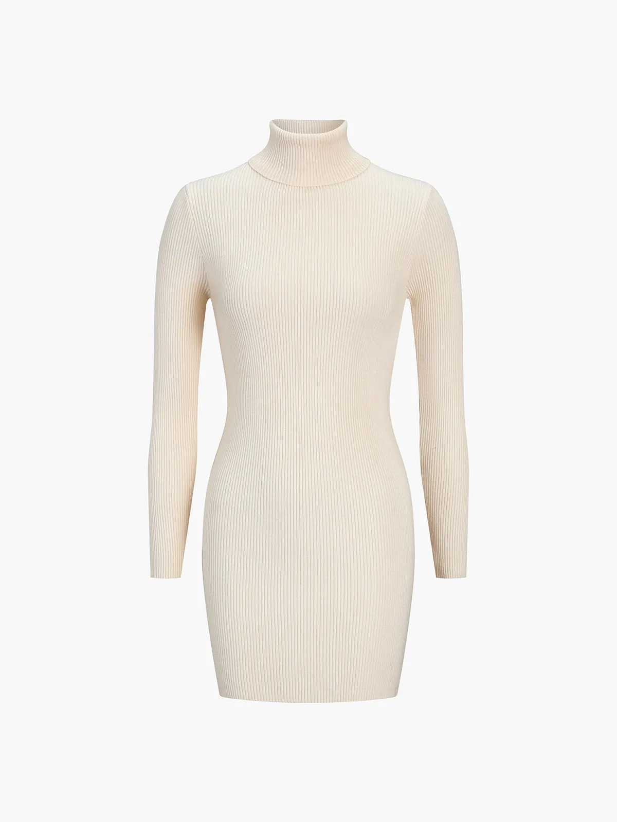 Leisure Turtleneck Long Trendy Sleeve Short Sweater Dress