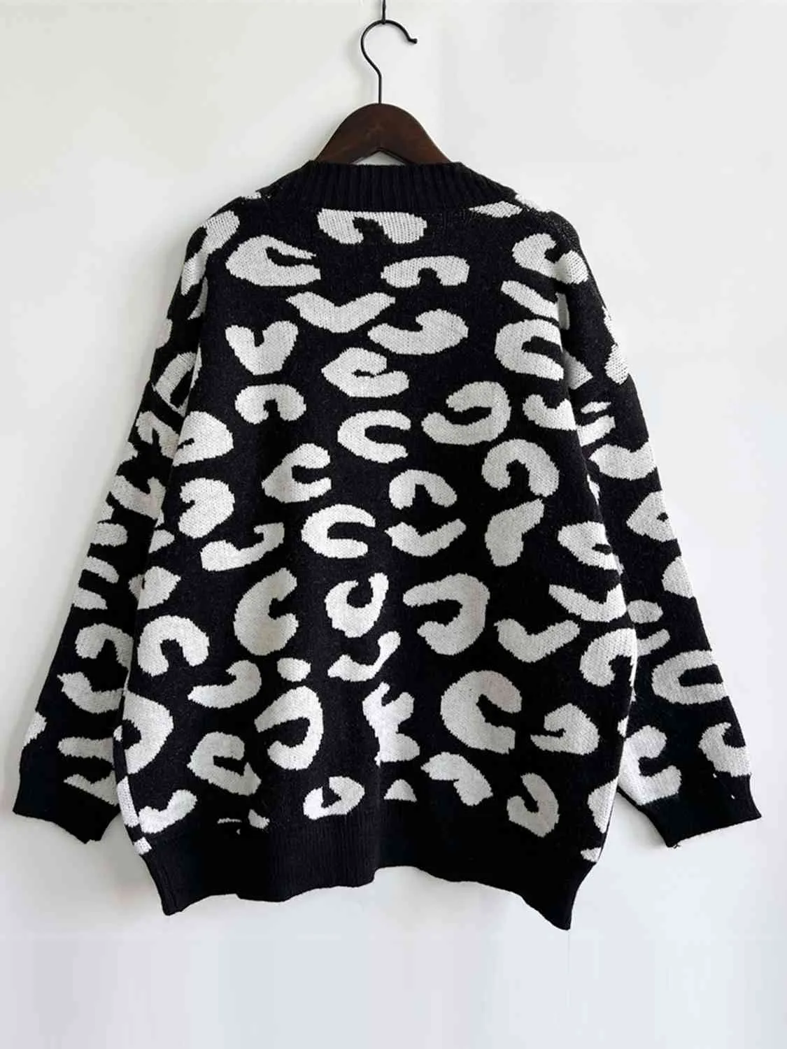 Leopard Button Front Cardigan with Pockets