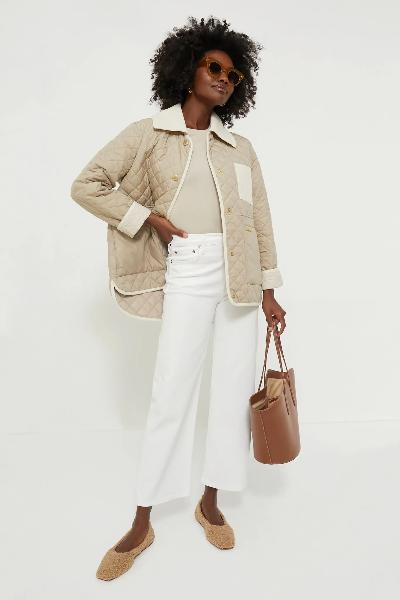 Light Sand Fleur Quilted Jacket