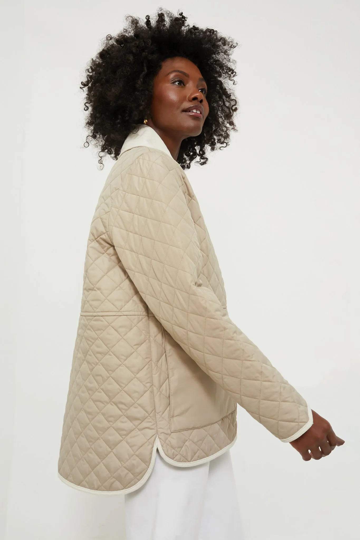 Light Sand Fleur Quilted Jacket