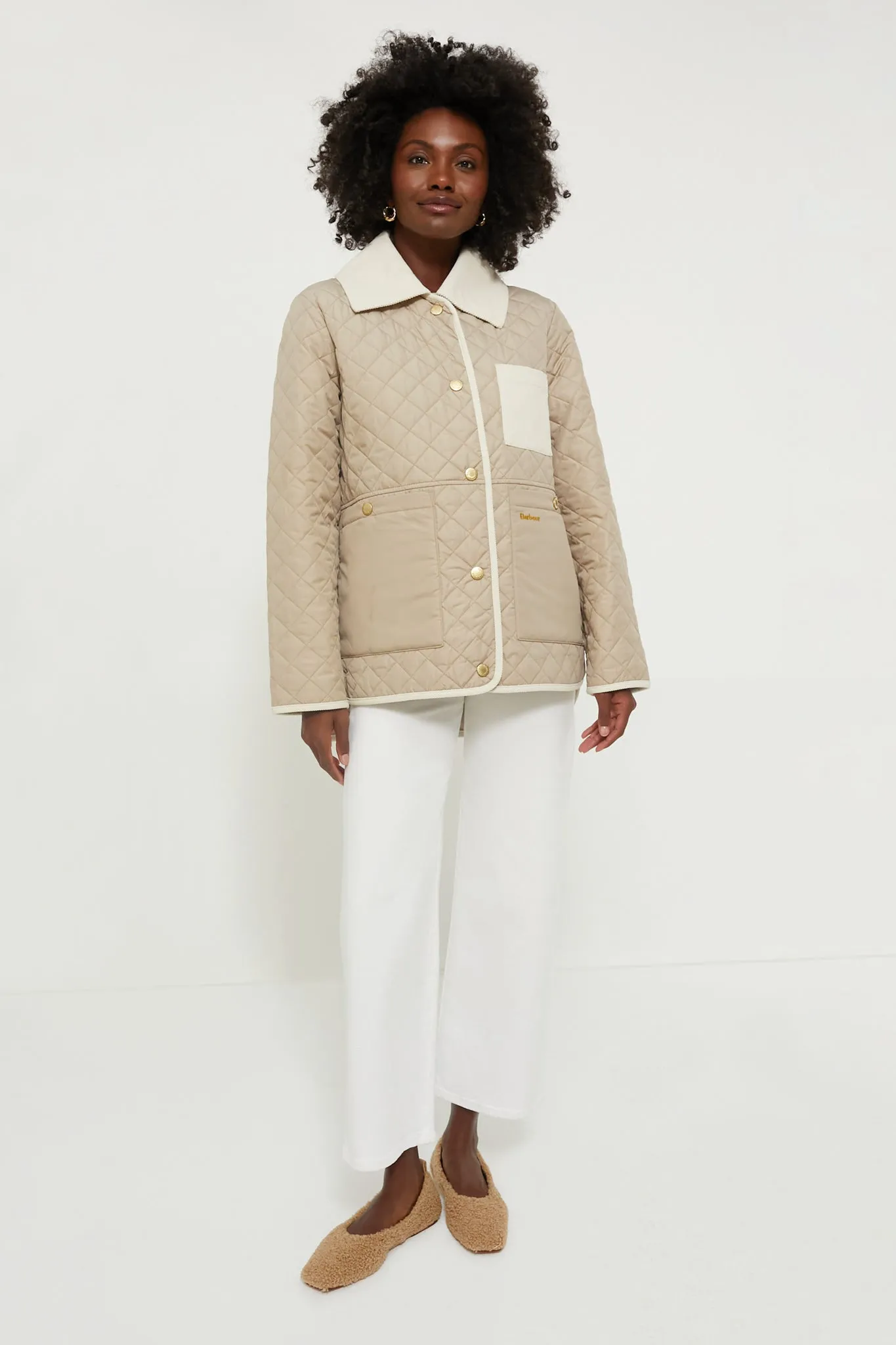 Light Sand Fleur Quilted Jacket