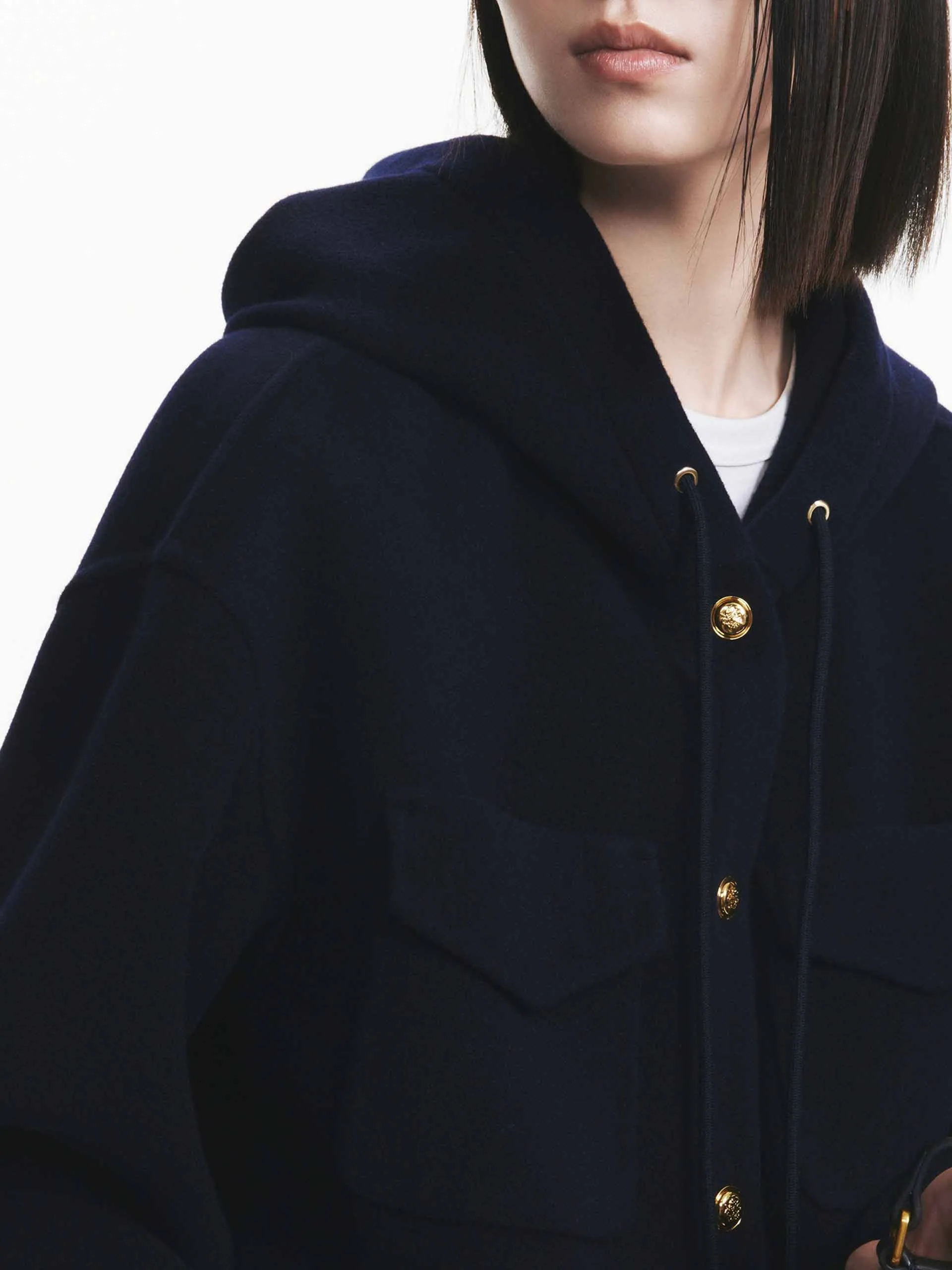 Loose Hooded Wool Coat