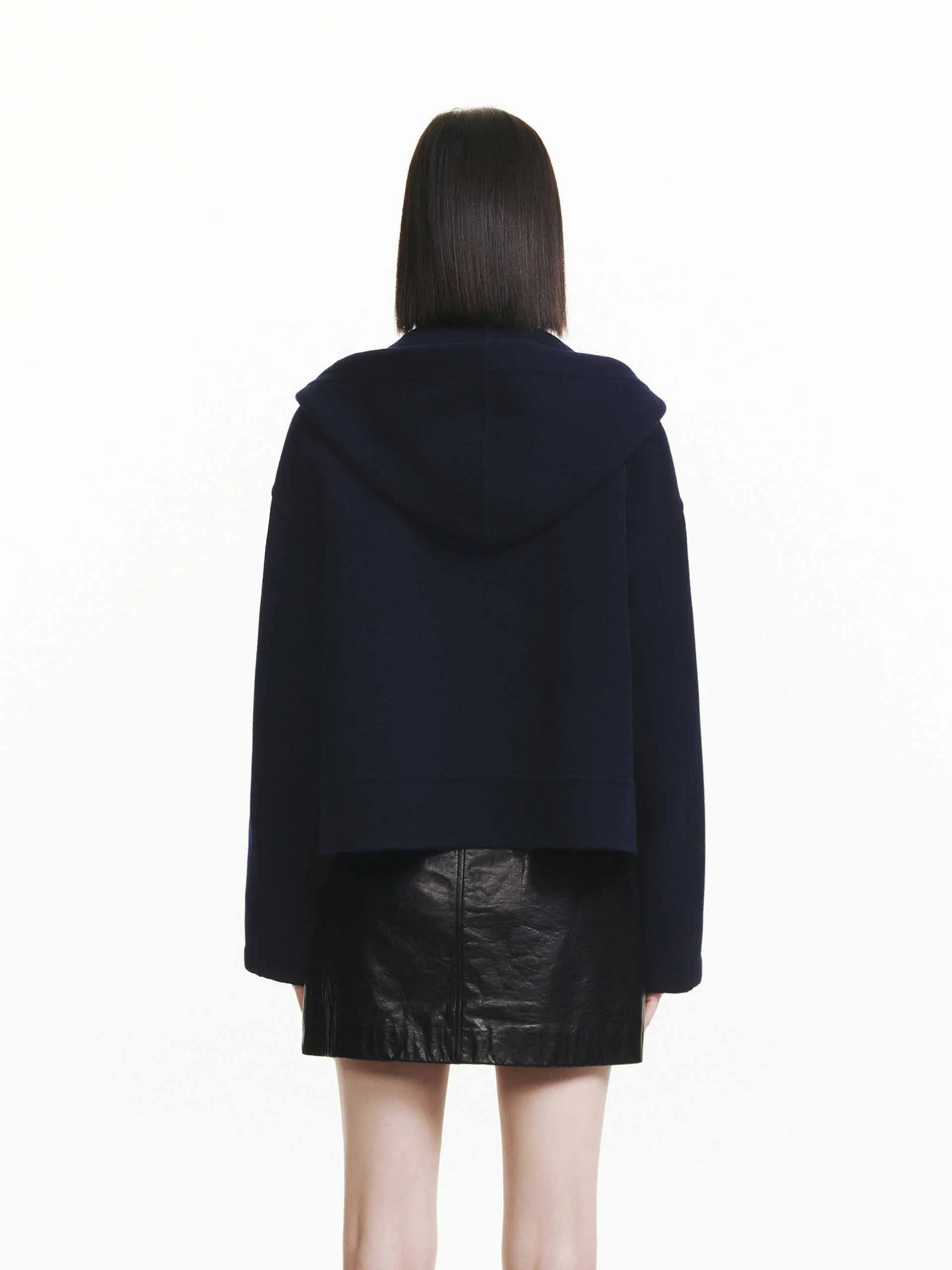 Loose Hooded Wool Coat