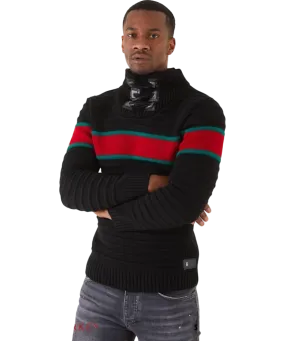 Lragos Red Men's Black & Red Fashion design Sweaters Slim-Fit