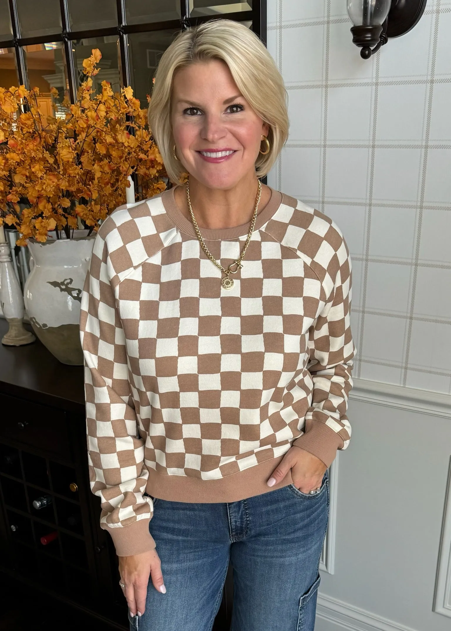 Marine Layer Anytime Sweatshirt in Checkerboard