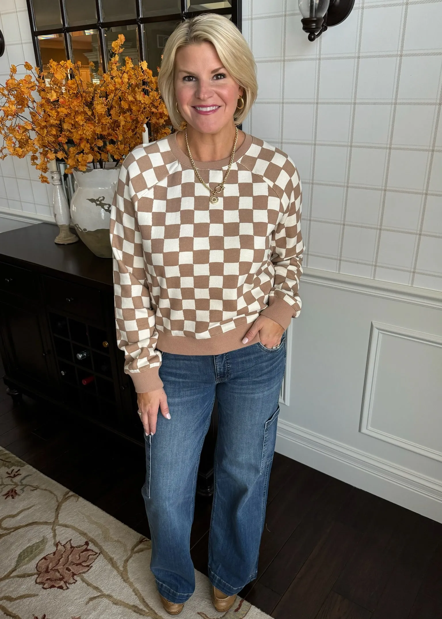 Marine Layer Anytime Sweatshirt in Checkerboard