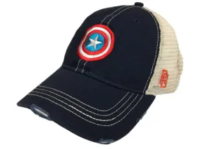 Marvel Legends Captain America Shield Retro Brand Vintage Tattered Mesh Hat Cap