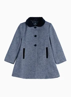 Matilda Swing Coat in Navy Herringbone