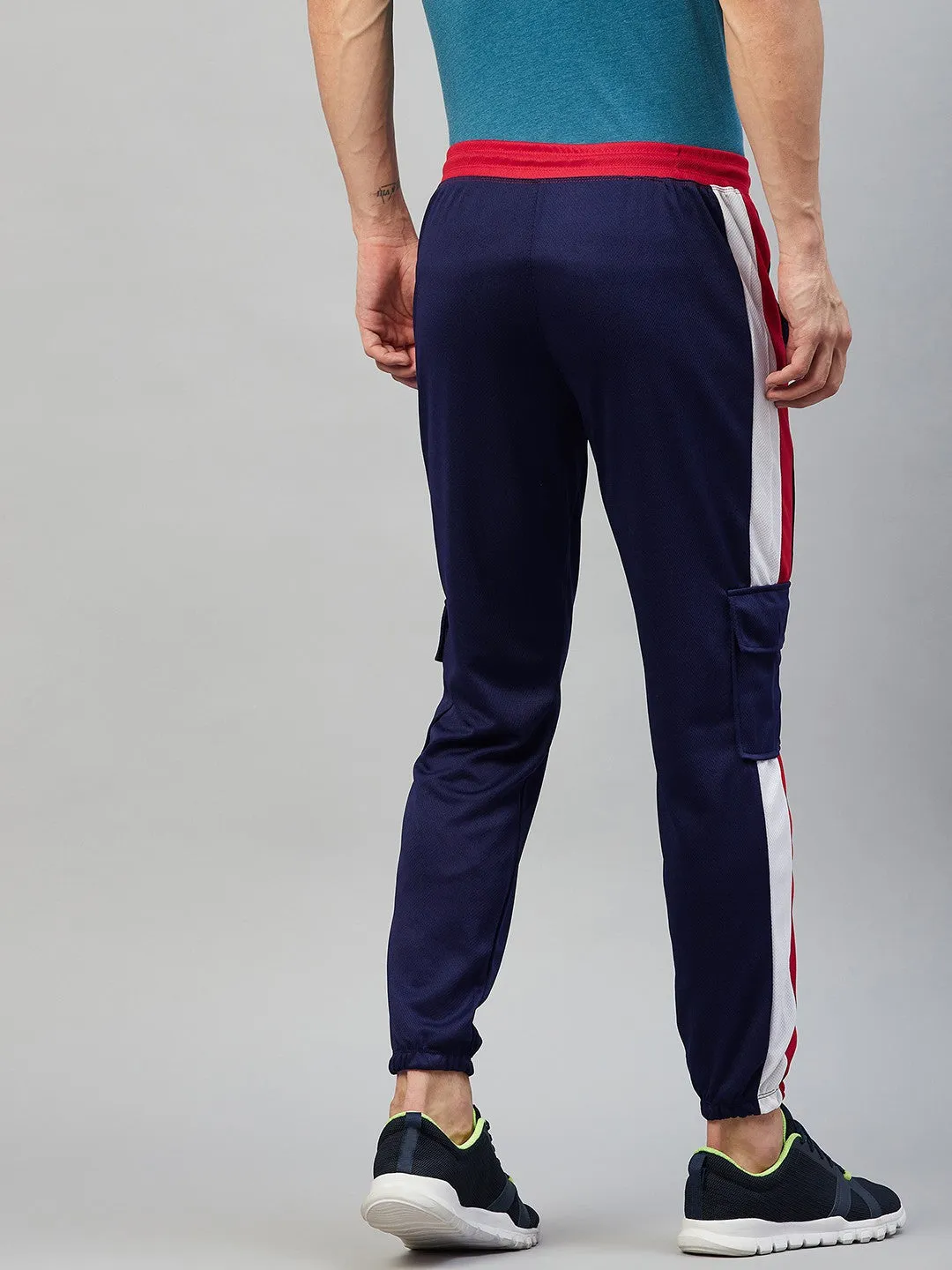 Men Colorblock Dark Blue Joggers (Pack of 1)