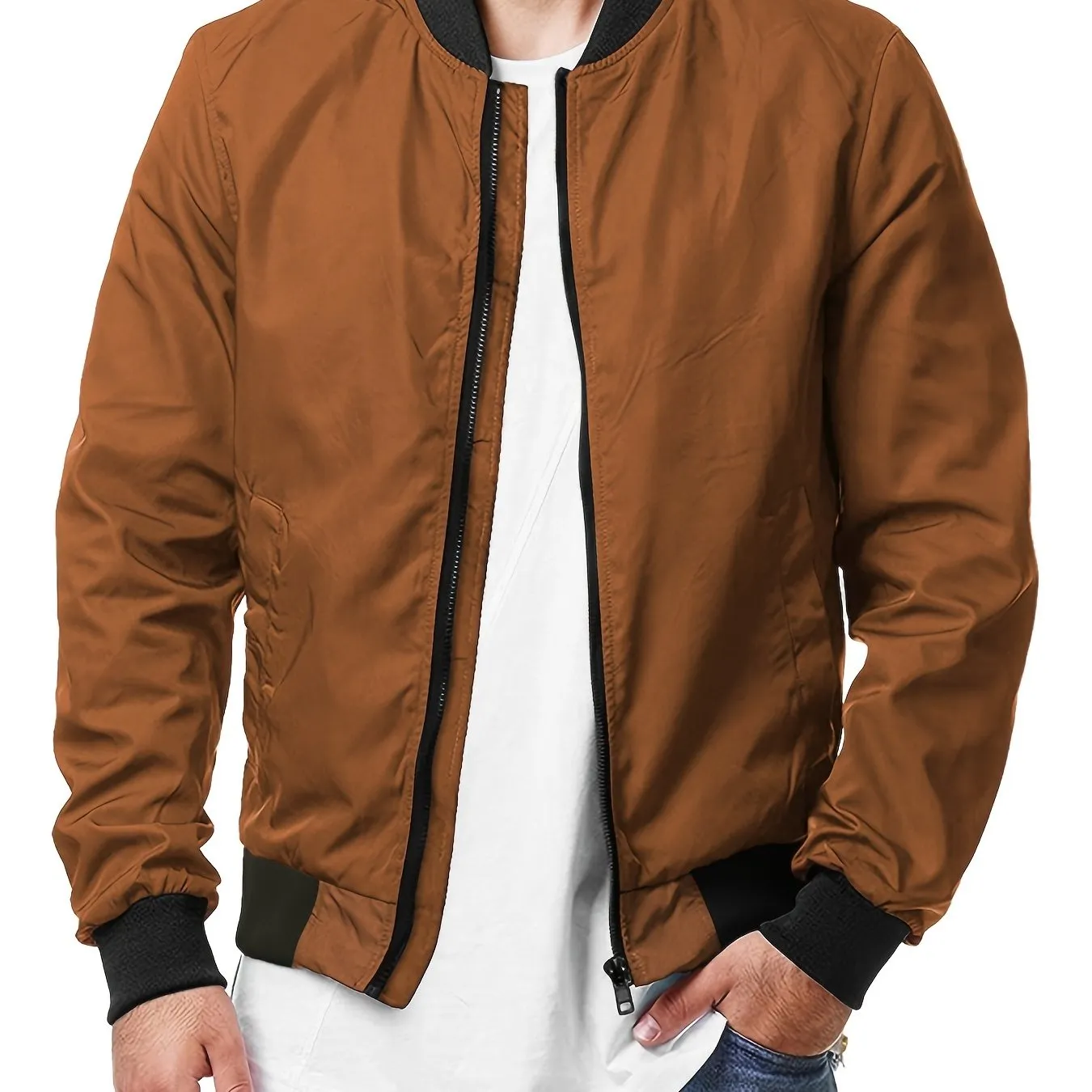 Men's Casual Pocket Bomber Zipper Jacket