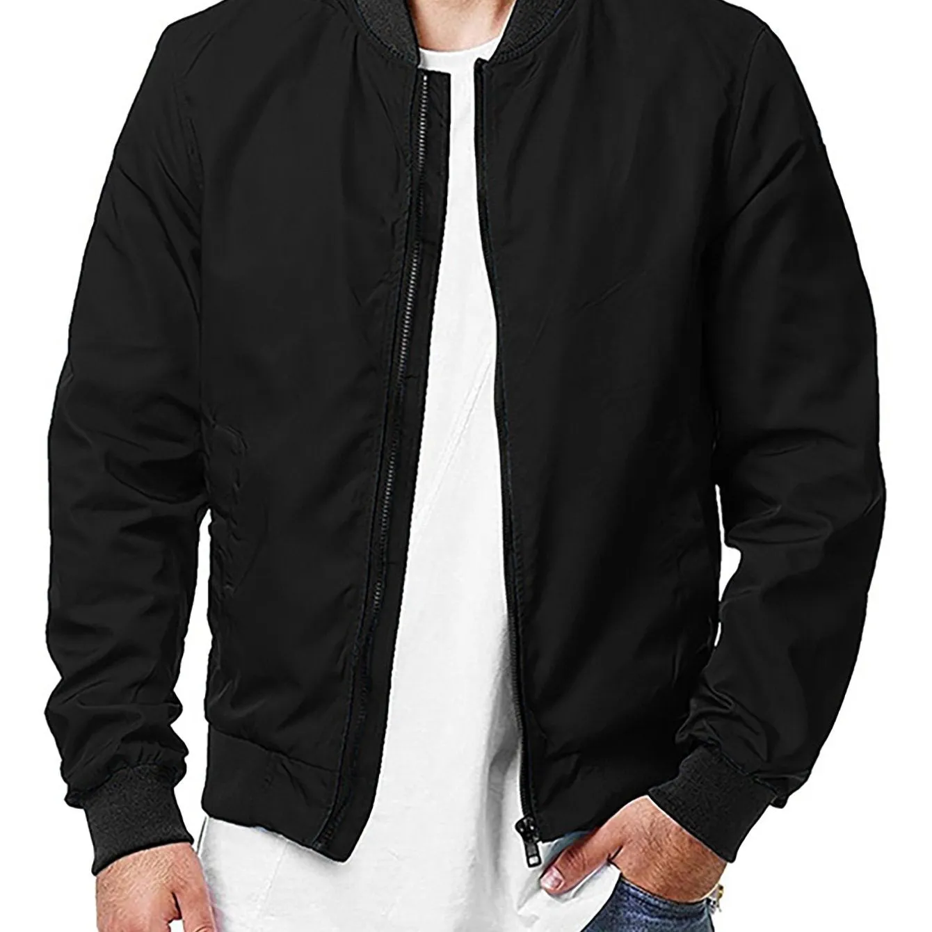 Men's Casual Pocket Bomber Zipper Jacket