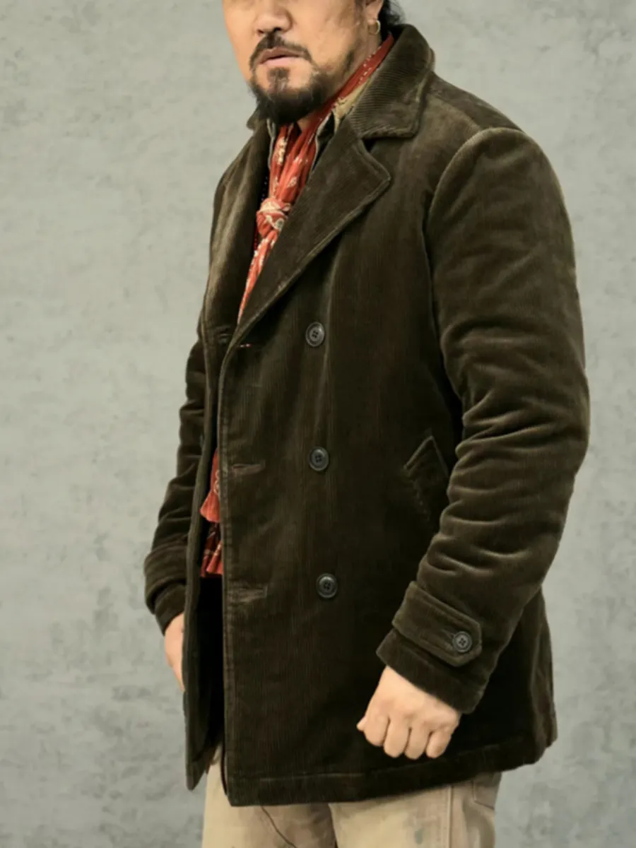 Men's Corduroy Double Breasted Pea Coat