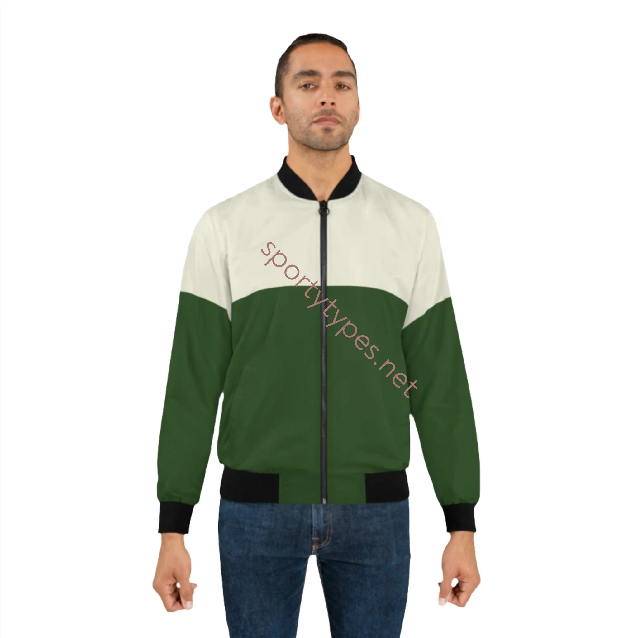 Men's Green and Cream Bomber Jacket