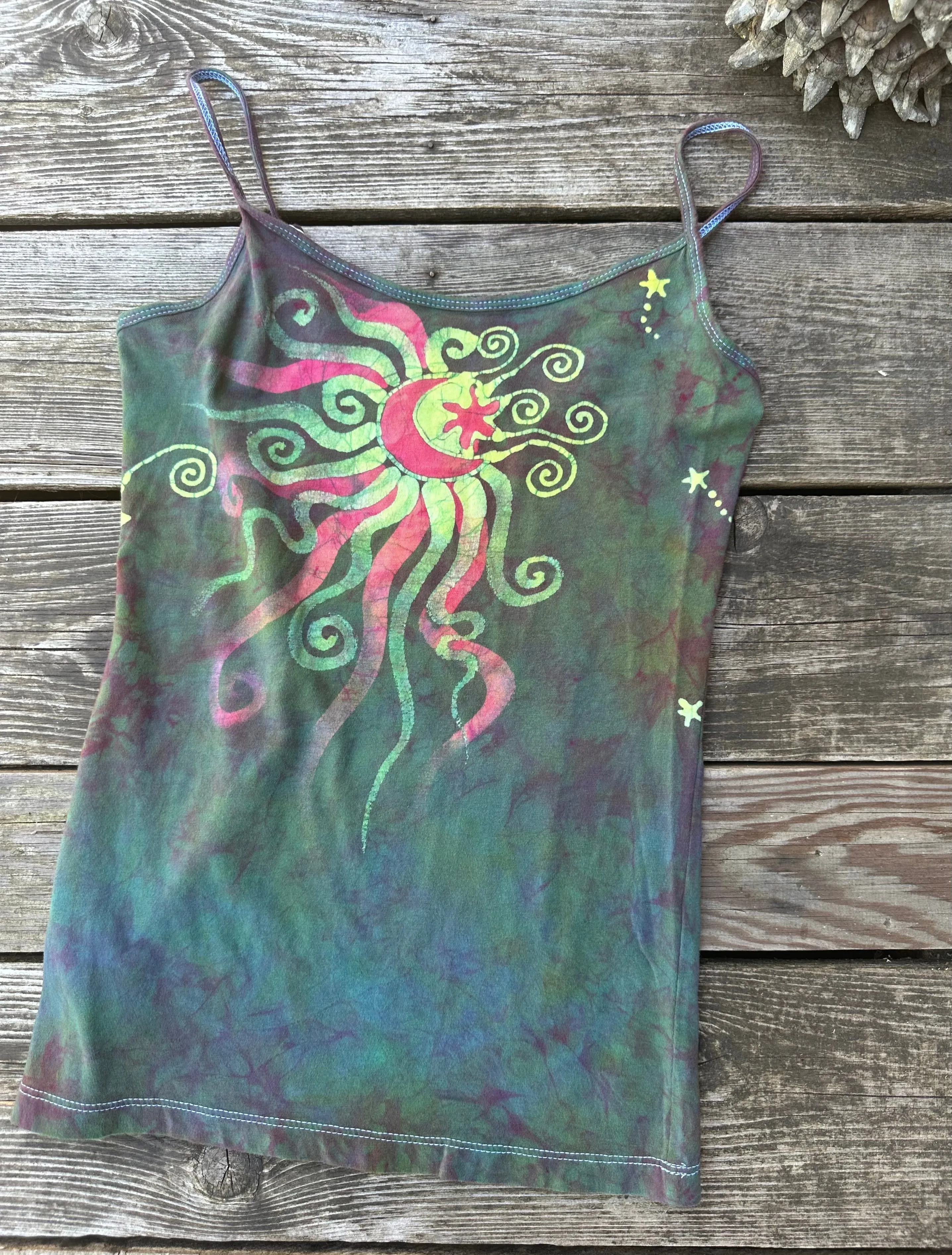 Mermaid Moonbeams - Hand Painted Batik Tank Top