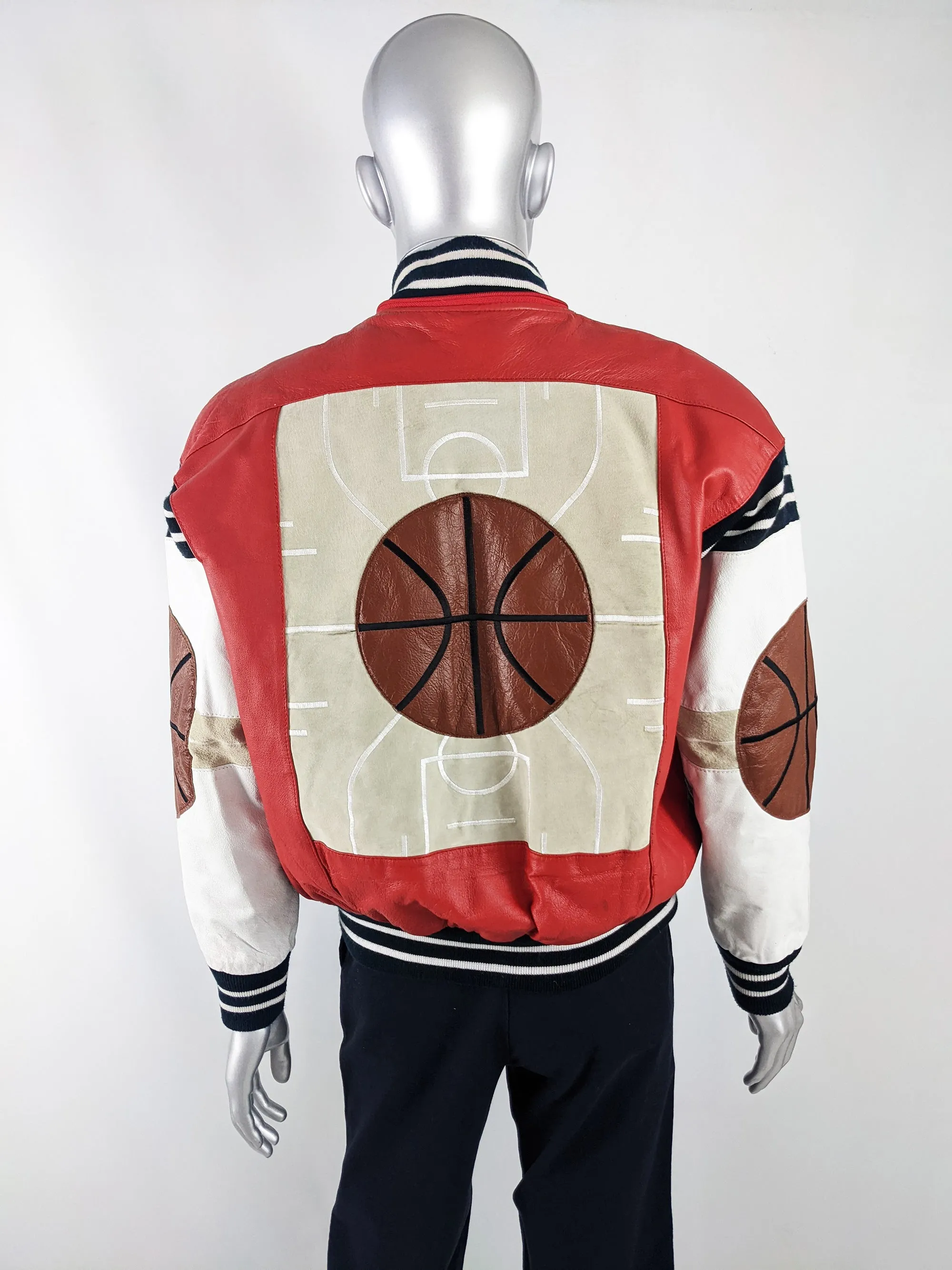 Michael Hoban Vintage Mens Basketball Leather Jacket, 1980s