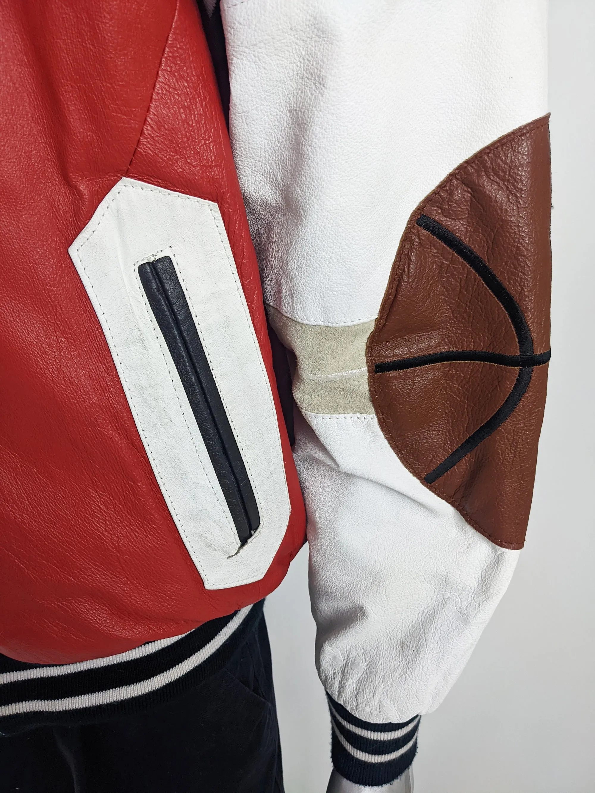 Michael Hoban Vintage Mens Basketball Leather Jacket, 1980s