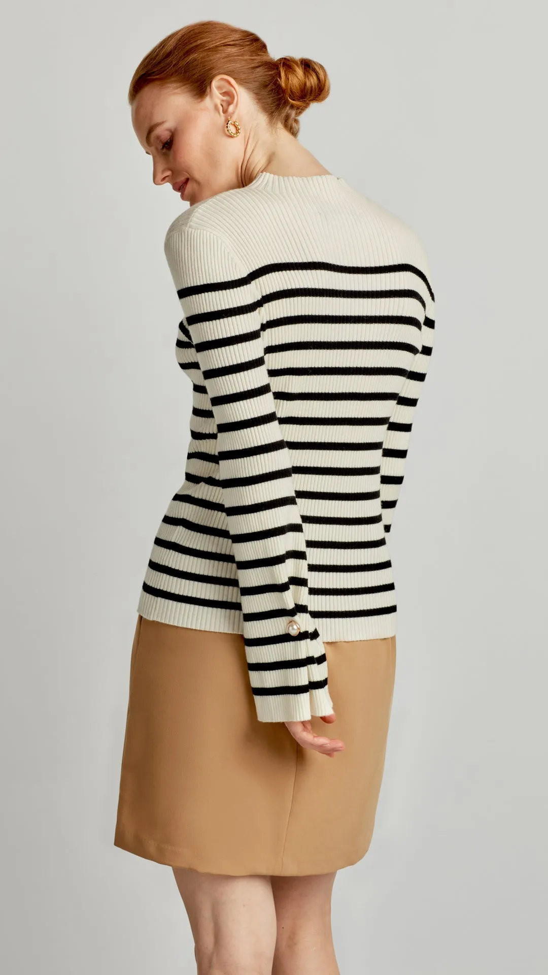 MOCK NECK FLUTTER SLEEVE SWEATER