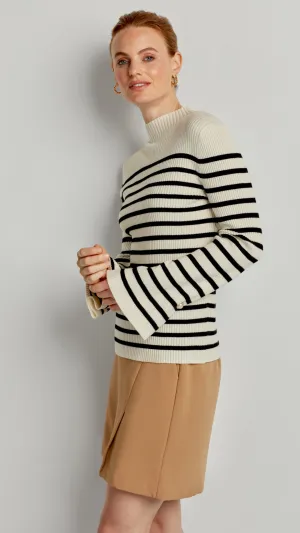 MOCK NECK FLUTTER SLEEVE SWEATER