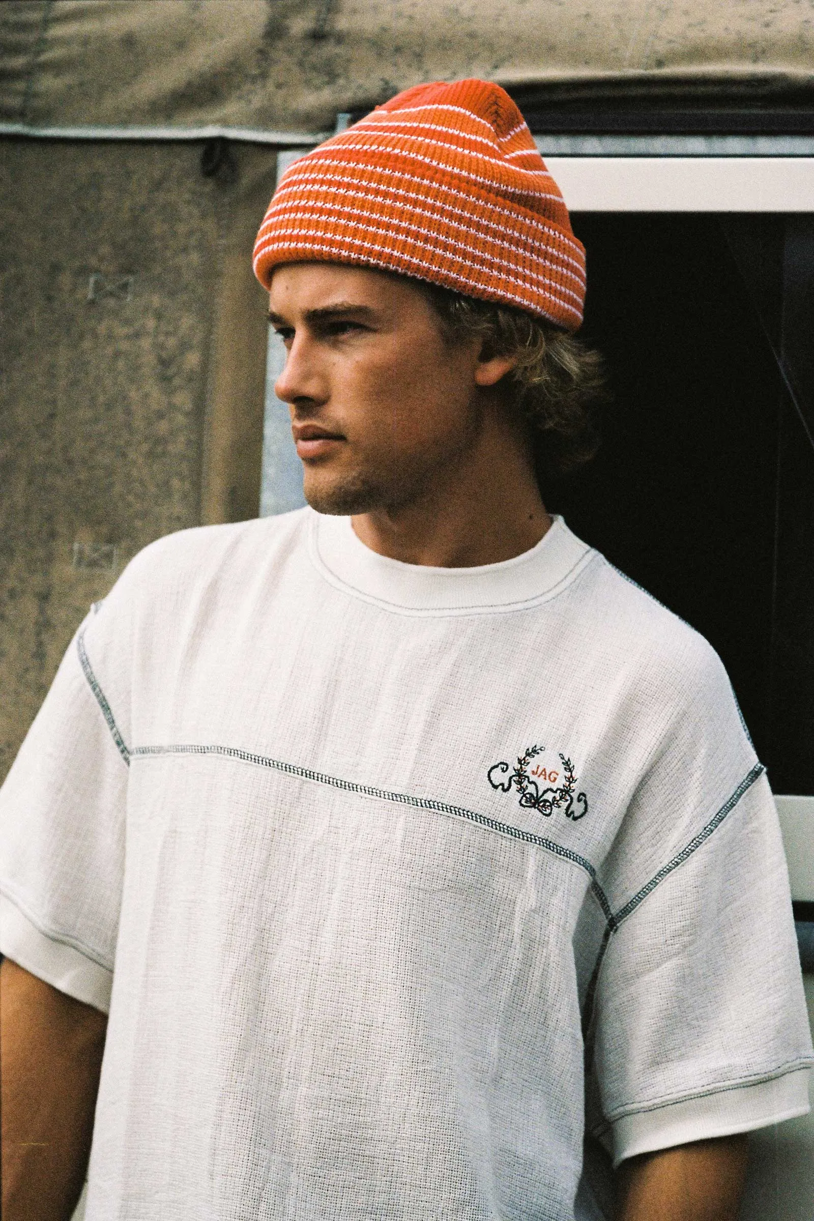 Momo Beanie - Orange Stripe