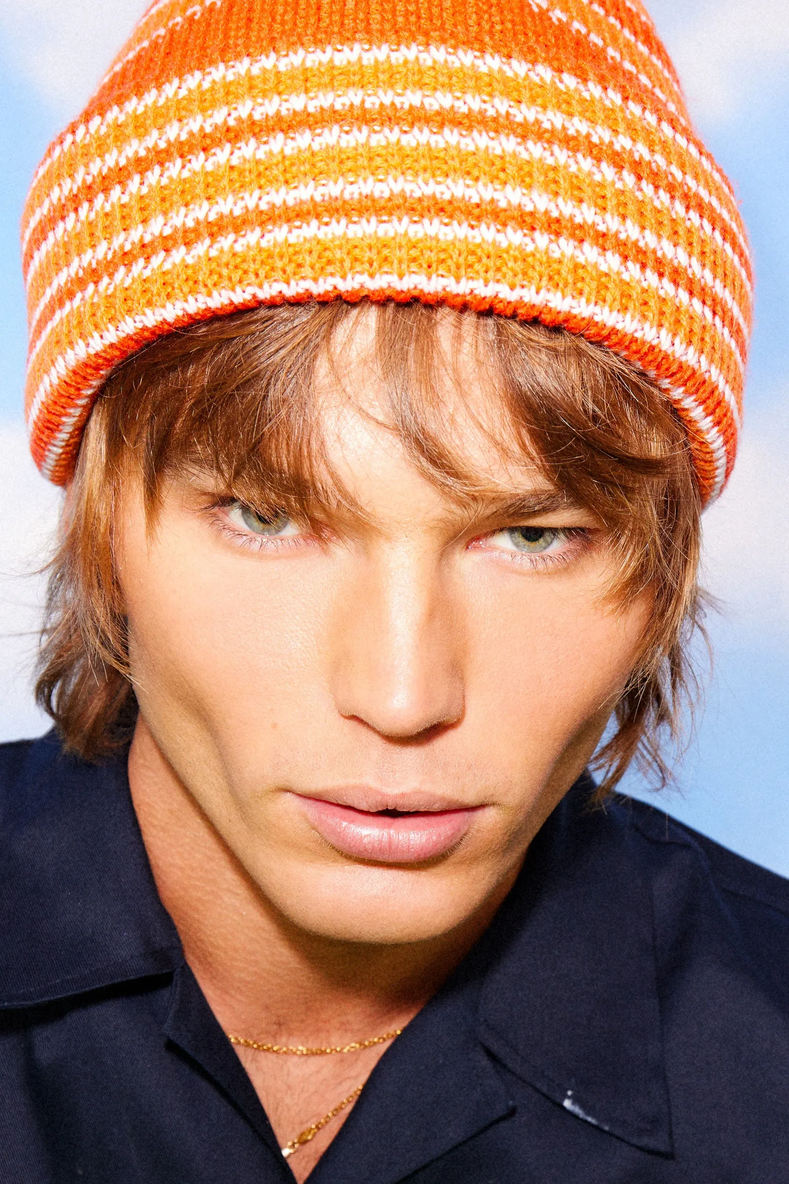 Momo Beanie - Orange Stripe