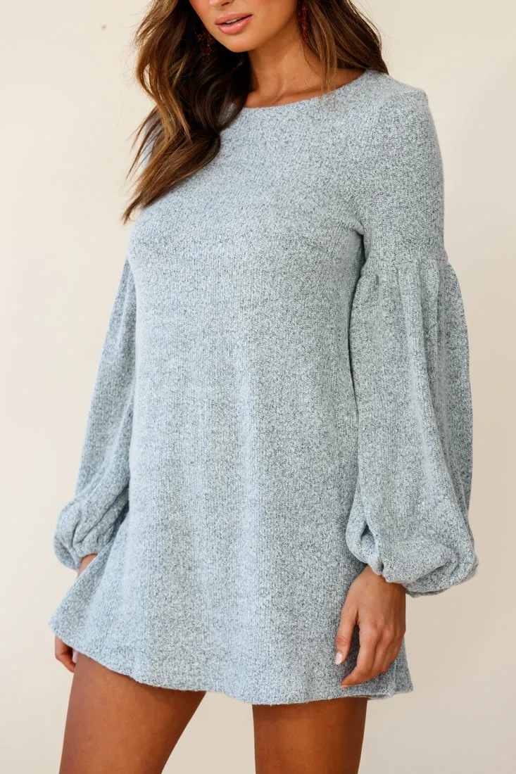 Morais Puff Sleeved Sweater Dress Grey