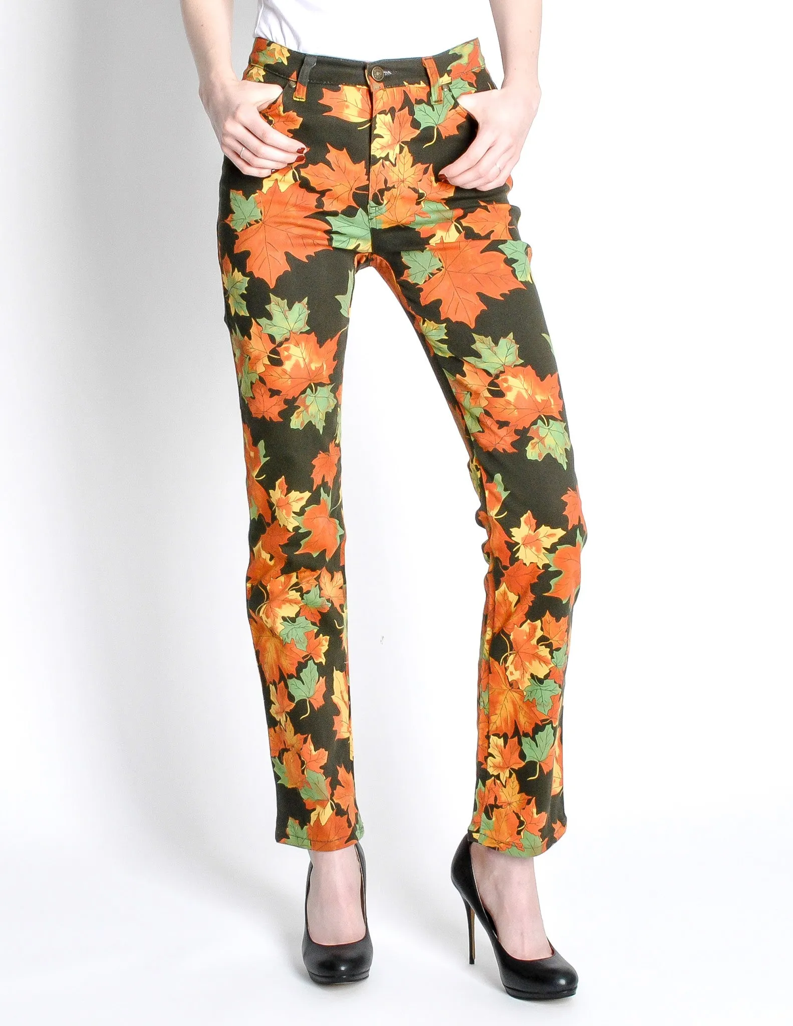 Moschino Vintage Leaf Pattern Jeans