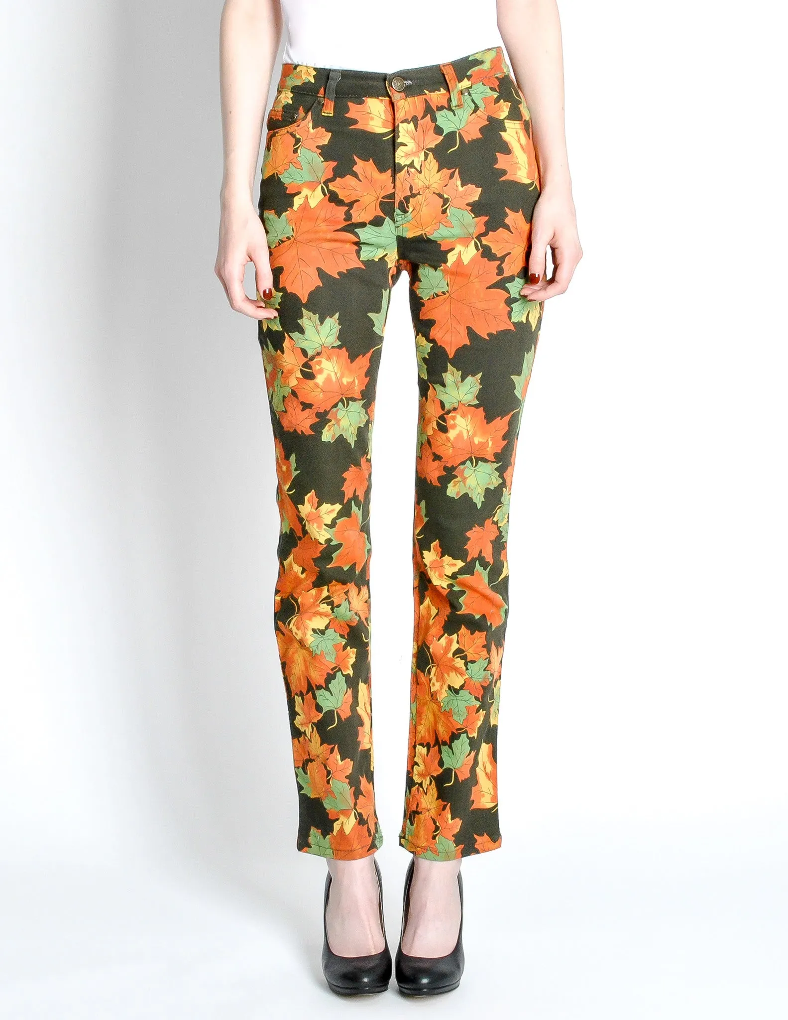 Moschino Vintage Leaf Pattern Jeans