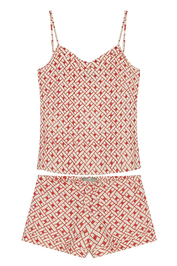 Mulberry Silk Camisole & Shorts Set - Leh Scarlet