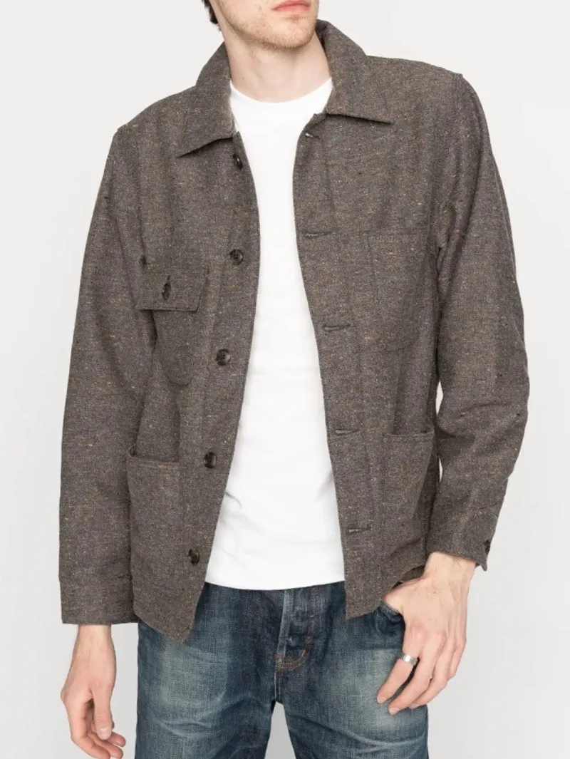 Naked & Famous Chore Coat - Wool Blend Multi Nep - Brown