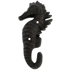 Nautical  Cast Iron Wall Mount Seahorse Coat, Hat, Key Ring Hook