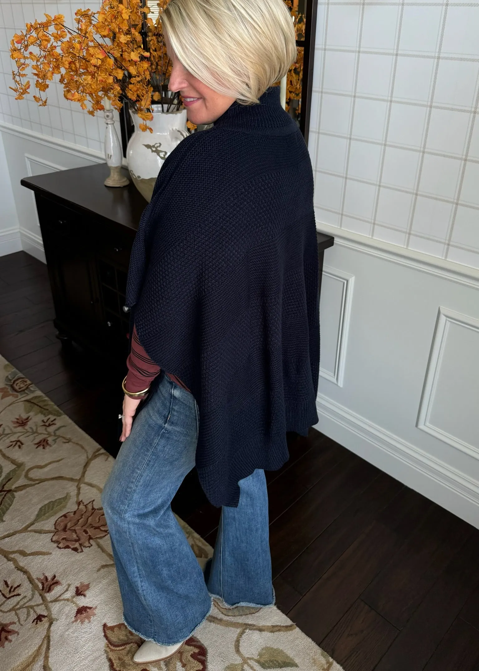 Navy Poncho