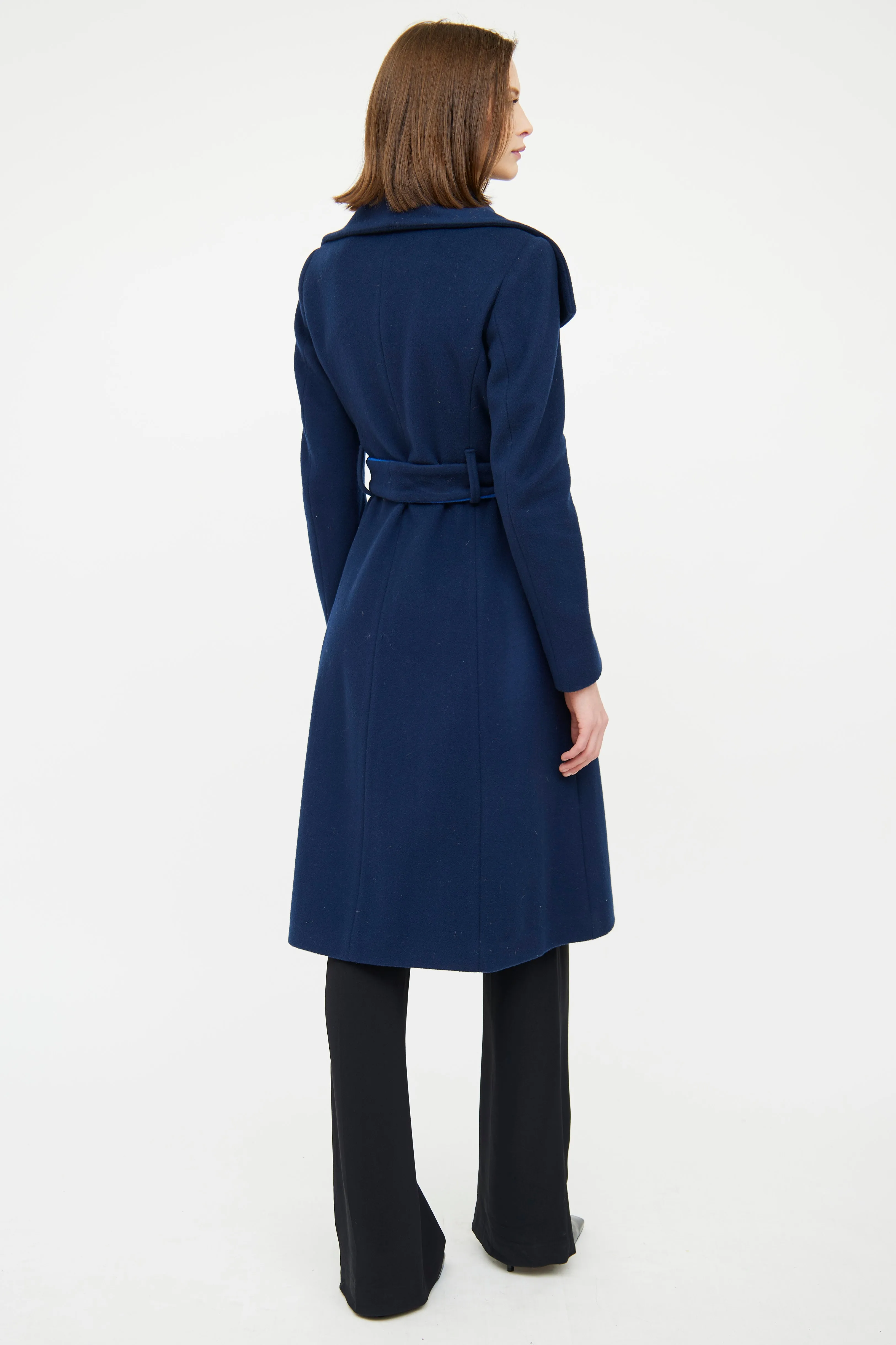 Navy Wool Button Coat