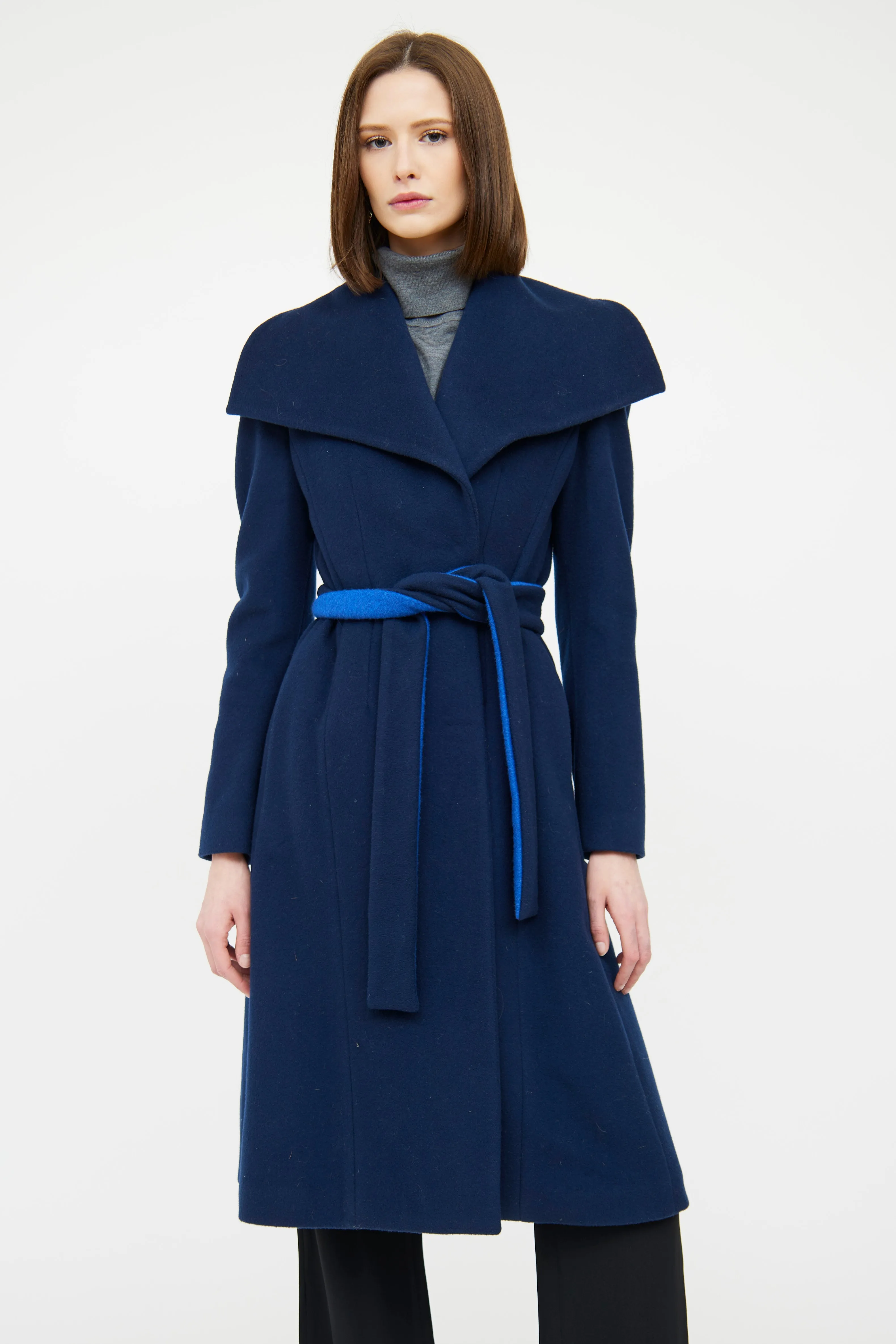 Navy Wool Button Coat