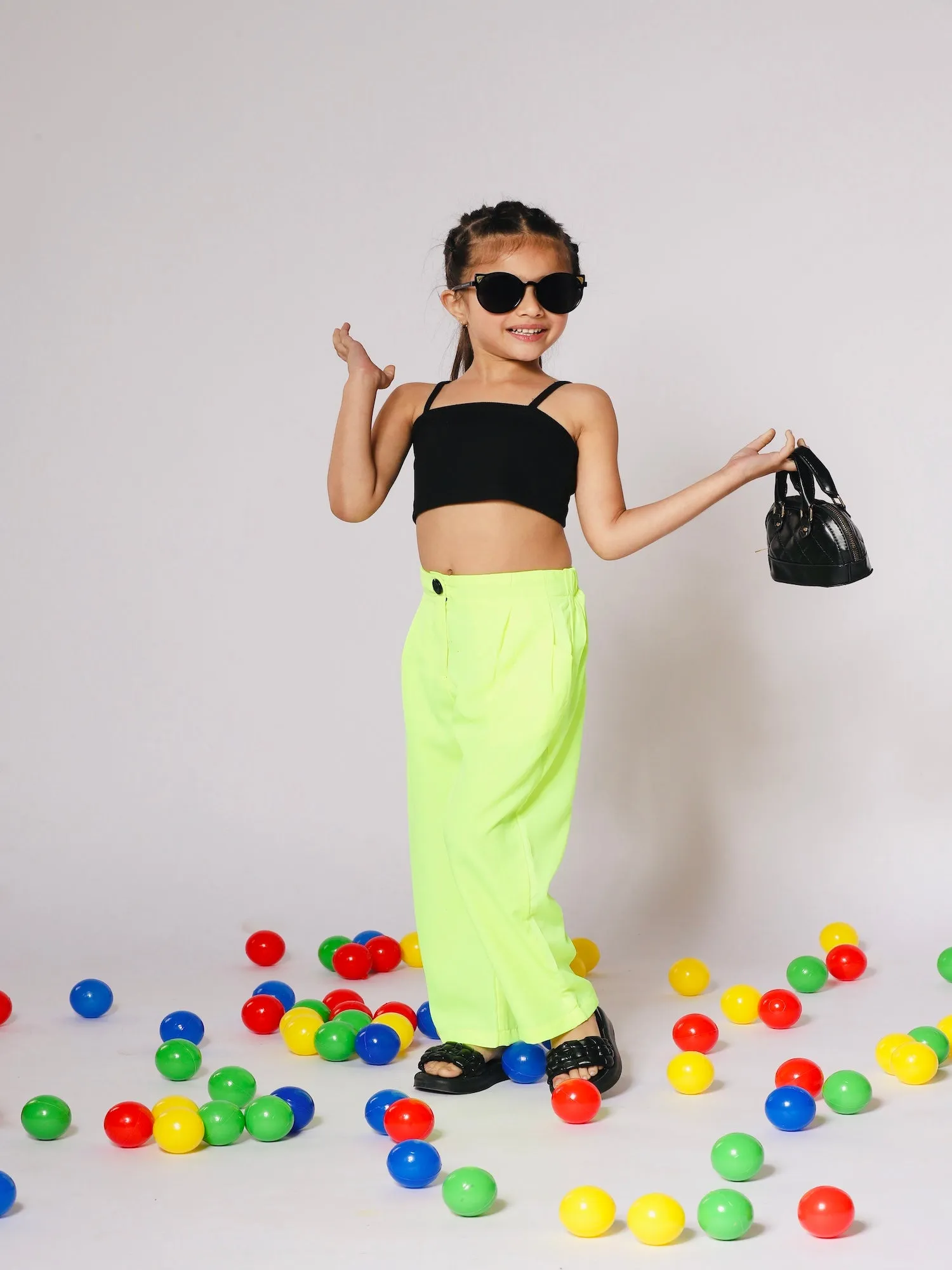 Neon Nights Crop Top and Loose-Fit Pant Set